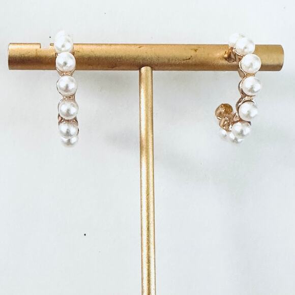 Pearl Hoop Earrings - Picture 2 of 3